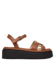 Liu Jo Sandały Bessie 01 SA6159 PX026 Brązowy. Brązowe sandały damskie Liu Jo, bez wzorów, ze skóry, bez obcasa, na koturnie, bez zapięcia. Za 559.99 zł.