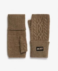 Superdry Rękawiczki Cable Luxe ogrzewacze dłoni bez palców z klapką – Moss Khaki. Zielone rękawiczki męskie Superdry, z aplikacjami, z materiału. Za 129.05 zł.