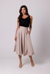 Rozkloszowana spódnica z wysokim stanem i kieszeniami beż. Spódnice damskie Bewear, na lato, m, bez wzorów, z podwyższonym stanem, midi, rozkloszowane. Za 319.00 zł.