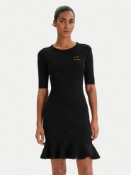 Armani Exchange Sukienka dzianinowa XW001872 AF10352 Czarny Slim Fit. Czarne sukienki damskie Armani Exchange, xl, bez wzorów, z dzianiny, bez kołnierzyka, bez ramiączek. Za 759.99 zł.