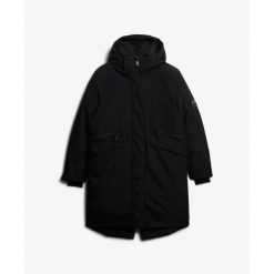 Parka dla kobiet Superdry City Fishtail. Czarne parki damskie Superdry, bez wzorów, bez kaptura. Za 755.55 zł.
