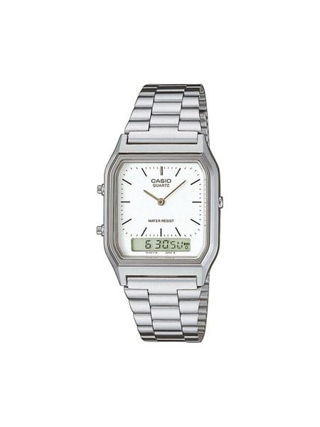 Casio Zegarek AQ-230A-7DMQYES Srebrny. Szare, analogowe zegarki męskie Casio, bez wzorów, srebrne. Za 219.99 zł.