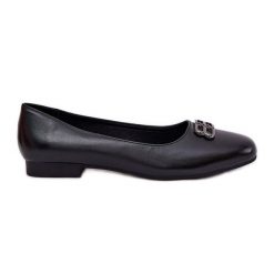 Eleganckie Baleriny Damskie Z Ozdobą Vinceza 62206 Czarne. Czarne balerinki damskie z aplikacjami, ze skóry, eleganckie, bez obcasa, bez zapięcia. Za 161.95 zł.