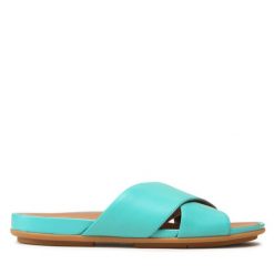 Klapki FitFlop. Niebieskie klapki damskie FitFlop, bez wzorów, bez obcasa, bez zapięcia. Za 329.99 zł.