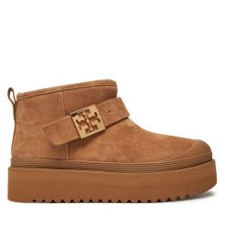 Botki Tory Burch. Brązowe botki damskie Tory Burch, bez wzorów, bez obcasa, na płaskiej podeszwie, bez zapięcia. Za 1,169.00 zł.