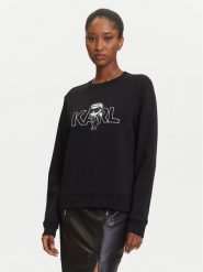 KARL LAGERFELD Bluza A3W20056 Czarny Regular Fit. Czarne bluzy damskie KARL LAGERFELD, xl, bez wzorów, z bawełny, bez ramiączek, bez kaptura. Za 529.99 zł.