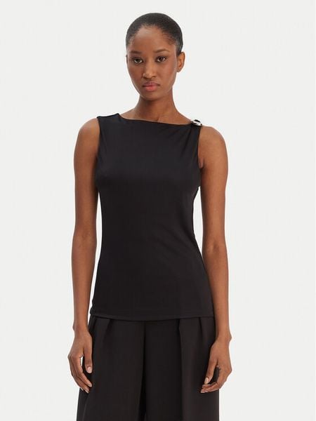 HUGO Top Dastasy 50555782 Czarny Regular Fit. Czarne topy damskie Hugo, m, bez wzorów, z wiskozy, bez kołnierzyka, bez ramiączek. Za 499.99 zł.