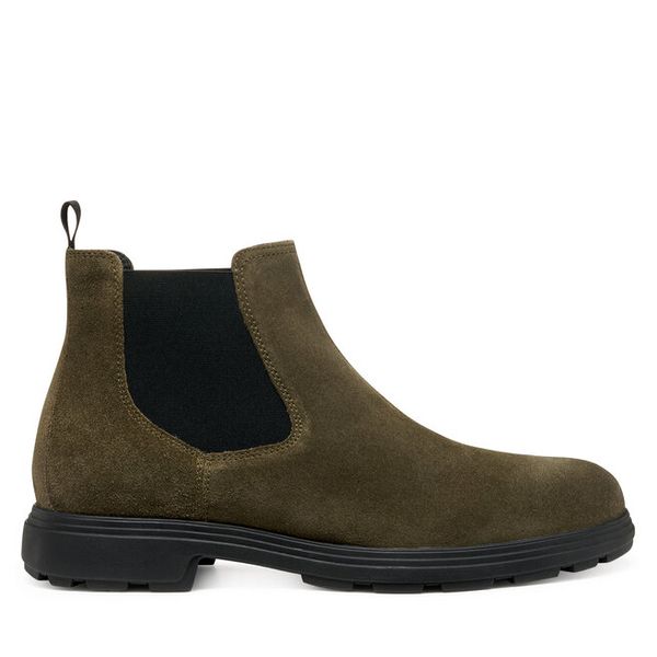 Sztyblety Geox. Brązowe botki męskie Geox, bez wzorów, bez obcasa, bez zapięcia. Za 399.99 zł.