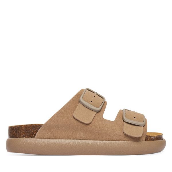 Klapki Scholl. Brązowe klapki damskie Scholl, bez wzorów, bez obcasa, bez zapięcia. Za 379.99 zł.