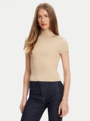 Guess Sweter W5YR04 Z0040 Beżowy Regular Fit. Brązowe swetry nierozpinane damskie Guess, m, z aplikacjami, z syntetyku, bez kołnierzyka, bez ramiączek. Za 209.99 zł.