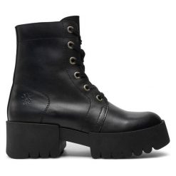 Trzewiki Fly London. Czarne botki damskie Fly London, bez wzorów, bez obcasa, na płaskiej podeszwie, bez zapięcia. Za 489.99 zł.