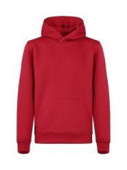 Clique Miami Hoody Junior – bluza z kapturem z bawełny i recyklingowanego. Czerwone bluzy damskie CLIQUE, bez wzorów, z bawełny, bez ramiączek, z kapturem. Za 154.32 zł.