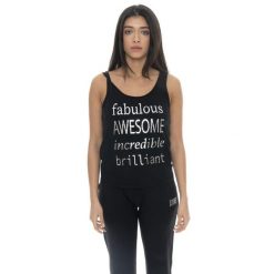 Odzież sportowa lekka z bawełna na co dzień. Czarna koszulki sportowe damskie LEONE 1947 APPAREL, bez wzorów, z bawełny, bez ramiączek, na fitness i siłownię. W wyprzedaży za 69.47 zł.