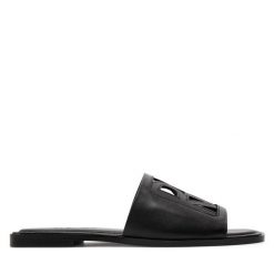 Klapki DKNY. Czarne klapki damskie DKNY, bez wzorów, bez obcasa, bez zapięcia. Za 499.99 zł.