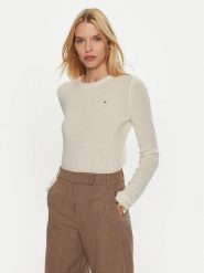 Tommy Hilfiger Sweter WW0WW44161 Écru Regular Fit. Swetry nierozpinane damskie Tommy Hilfiger, xxl, bez wzorów, z wełny, bez kołnierzyka, bez ramiączek. Za 449.99 zł.