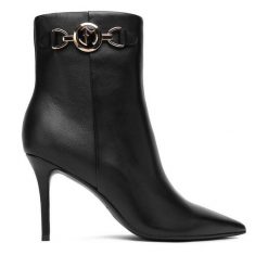 Botki Eva Minge. Czarne botki damskie Eva Minge, bez wzorów, bez obcasa, na szpilce, bez zapięcia. Za 579.99 zł.
