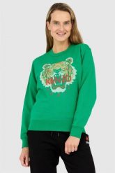 KENZO Zielona bluza damska z krzyżykowym tygrysem, Rozmiar M. Zielone bluzy damskie Kenzo, m, bez wzorów, bez ramiączek, bez kaptura. W wyprzedaży za 689.99 zł.