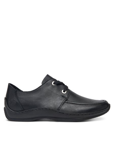 Rieker Półbuty L1719-00 Czarny. Czarne półbuty damskie Rieker, bez wzorów, ze skóry, bez obcasa, na płaskiej podeszwie, bez zapięcia. Za 319.99 zł.