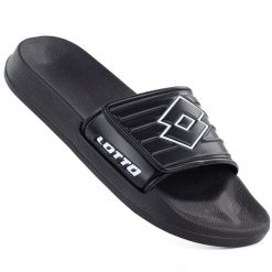 Klapki męskie basenowe lekkie rzep czarne Lotto Flyde. Czarne klapki męskie Lotto, bez wzorów, z gumy, bez zapięcia. Za 79.00 zł.