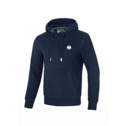 Bluza męska Pitbull z kapturem Small Logo. Niebieskie bluzy męskie PITBULL, m, bez wzorów, z kapturem, na fitness i siłownię. W wyprzedaży za 199.00 zł.