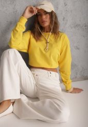 Żółta Bluza z Bawełną ze Ściągaczami przy Rękawach i w Pasie Alberia. Żółte bluzy damskie Renee, l, bez wzorów, z bawełny, casualowe, bez ramiączek, bez kaptura. Za 39.99 zł.