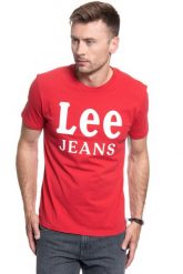 LEE LEE JEANS TEE BRIGHT RED L62BFQEF 112114495. Czerwone t-shirty męskie Lee, l, bez wzorów, z jeansu, bez kołnierzyka, bez ramiączek. Za 69.99 zł.