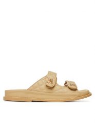 Nine West Klapki V1557-713-1 Beżowy. Brązowe klapki damskie Nine West, bez wzorów, z materiału, bez obcasa, bez zapięcia. Za 259.99 zł.