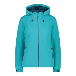 Kurtka damska turystyczna CMP 31Z1576. Niebieskie kurtki sportowe damskie CMP, m, bez wzorów, z softshellu, bez ramiączek, bez kaptura, trekkingowe. W wyprzedaży za 214.99 zł.