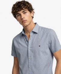 Superdry Koszula Riviera z krótkim rękawem, len – Ticking Navy Stripe. Niebieskie koszule damskie Superdry, na lato, m, bez wzorów, ze lnu, bez kołnierzyka, bez ramiączek. Za 335.95 zł.