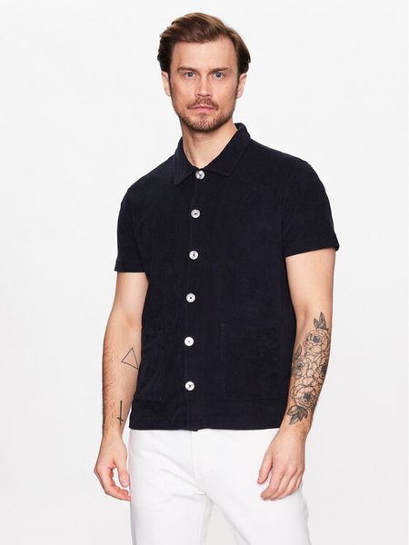 Oscar Jacobson Koszula 60206144 Granatowy Regular Fit. Niebieskie koszule męskie Oscar Jacobson, l, bez wzorów, z bawełny, bez kołnierzyka, bez ramiączek. Za 549.99 zł.