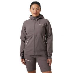 Kurtka softshell damska Helly Hansen Blaze Softshell. Szare kurtki sportowe damskie Helly Hansen, bez wzorów, z softshellu, bez ramiączek, bez kaptura, trekkingowe. Za 519.99 zł.