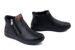 RIEKER TEX Z0059-00 black, botki damskie. Czarne botki damskie Rieker, bez wzorów, z gumy, bez obcasa, bez zapięcia. Za 303.92 zł.