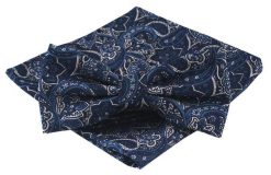Mucha Męska z Poszetką - Alties - Granatowa w Orientalny Wzór. Niebieskie krawaty i muchy Alties, bez wzorów, eleganckie. Za 54.00 zł.