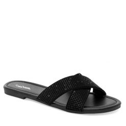 Klapki Clara Barson. Czarne klapki damskie Clara Barson, bez wzorów, bez obcasa, bez zapięcia. Za 79.99 zł.