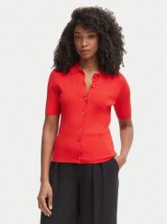 Tommy Hilfiger Kardigan WW0WW48482 Czerwony Slim Fit. Czerwone kardigany damskie Tommy Hilfiger, xl, bez wzorów, z wiskozy, bez kołnierzyka. Za 649.99 zł.