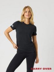 Bjorn_borg BORG T-SHIRT z recyklingowanego poliestru BLACK BEAUTY. Czarne t-shirty damskie Björn Borg, xs, bez wzorów, z materiału, bez kołnierzyka, bez ramiączek. Za 172.60 zł.