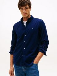 Tommy Hilfiger koszula sztruksowa Mężczyźni Regular Fit Bawełna niebieski, L. Niebieskie koszule męskie Tommy Hilfiger, l, bez wzorów, z bawełny, klasyczne, bez kołnierzyka, bez ramiączek. Za 409.95 zł.