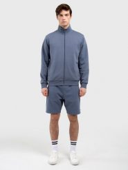 Bluza męska rozpinana ze stójką niebieska Dunnoser 406. Niebieskie bluzy męskie BIG STAR, l, bez wzorów, z dzianiny, retro, bez ramiączek, bez kaptura. W wyprzedaży za 199.99 zł.