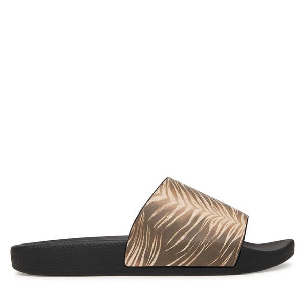 Klapki Just Cavalli. Brązowe klapki damskie Just Cavalli, bez wzorów, bez obcasa, bez zapięcia. Za 177.99 zł.
