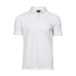Bawełniana koszulka polo pique Tee Jays Heavy. Białe bluzki damskie SKATEPRO, bez wzorów, z bawełny, sportowe, bez kołnierzyka, bez ramiączek. Za 86.99 zł.