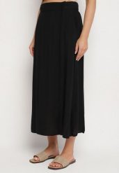 Czarna Spódnica z Wiskozy o Rozkloszowanym Kroju Galinelle. Czarne spódnice damskie Born2be, na co dzień, l, bez wzorów, z wiskozy, eleganckie, midi, dopasowane. Za 59.99 zł.