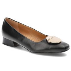 Czarne Czółenka Espirito Damskie Eleganckie Obuwie. Czarne czółenka damskie Espirito, z aplikacjami, ze skóry, eleganckie, bez obcasa, bez zapięcia. Za 348.99 zł.
