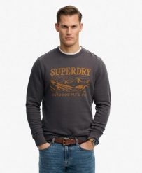 Superdry Retro Outdoor Relaxed Bluza z bawełny — Washed Black. Czarne bluzy damskie Superdry, m, z aplikacjami, z bawełny, retro, bez ramiączek, bez kaptura. Za 326.10 zł.