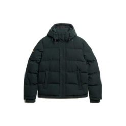 Kurtka puchowa Superdry Everest. Niebieskie kurtki męskie Superdry, s, z aplikacjami, z materiału, klasyczne, z kapturem. Za 733.95 zł.