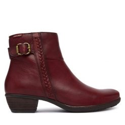 Botki Pikolinos. Czerwone botki damskie Pikolinos, bez wzorów, bez obcasa, na słupku, bez zapięcia. Za 759.99 zł.