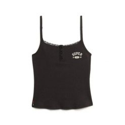 Damski tank top Superdry Athletic Essentials. Czarne topy damskie Superdry, bez wzorów, bez kołnierzyka, bez ramiączek. Za 119.30 zł.