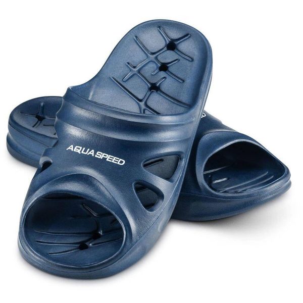 Klapki basenowe dla dorosłych Aqua Speed Florida. Niebieskie klapki damskie Aqua-Speed, bez wzorów, sportowe, bez obcasa, bez zapięcia. Za 44.99 zł.