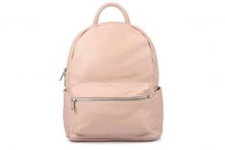 Pudrowy róż Włoski Plecak Skórzany A4 damski miękka SKÓRA P16. Czerwone plecaki damskie bez wzorów, ze skóry, eleganckie. Za 349.90 zł.