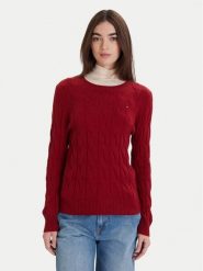 Tommy Hilfiger Sweter WW0WW43586 Czerwony Regular Fit. Czerwone swetry nierozpinane damskie Tommy Hilfiger, l, bez wzorów, z wełny, bez kołnierzyka, bez ramiączek. Za 649.99 zł.