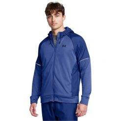 Męska kurtka przeciwdeszczowa z kapturem (Niebieska). Niebieskie kurtki męskie Under Armour, m, bez wzorów, z materiału, z kapturem. Za 410.90 zł.